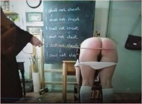 Spankee Megan caned with her knickers down by strict Headmaster